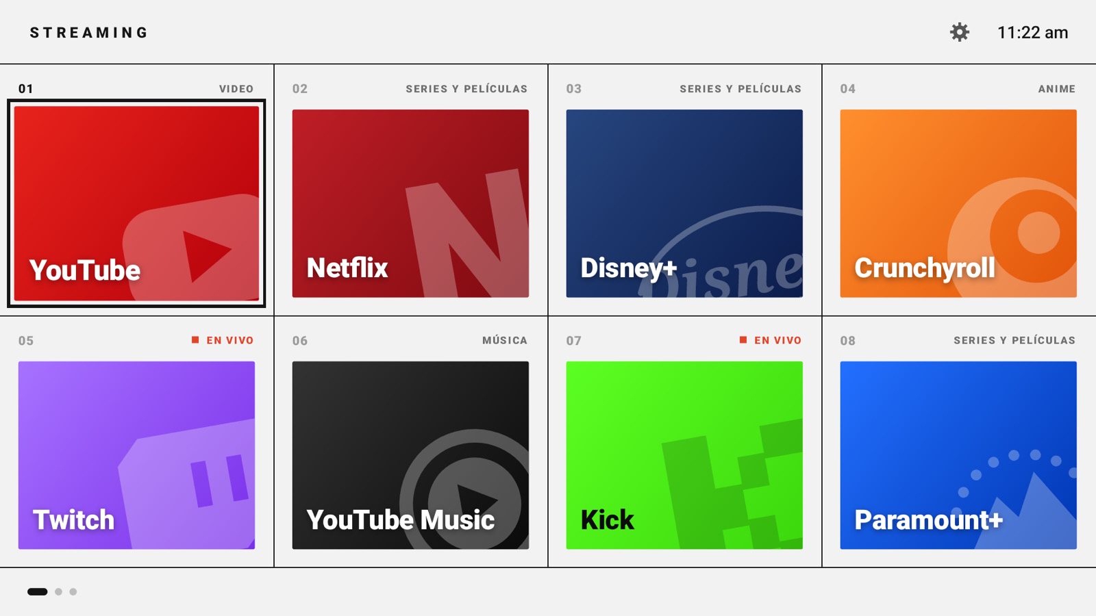 Inicio propio en Android TV: ocho plataformas de streaming en una cuadrícula