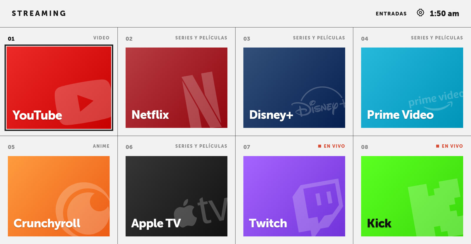 Inicio propio en una LG con webOS: plataformas de streaming y acceso a entradas